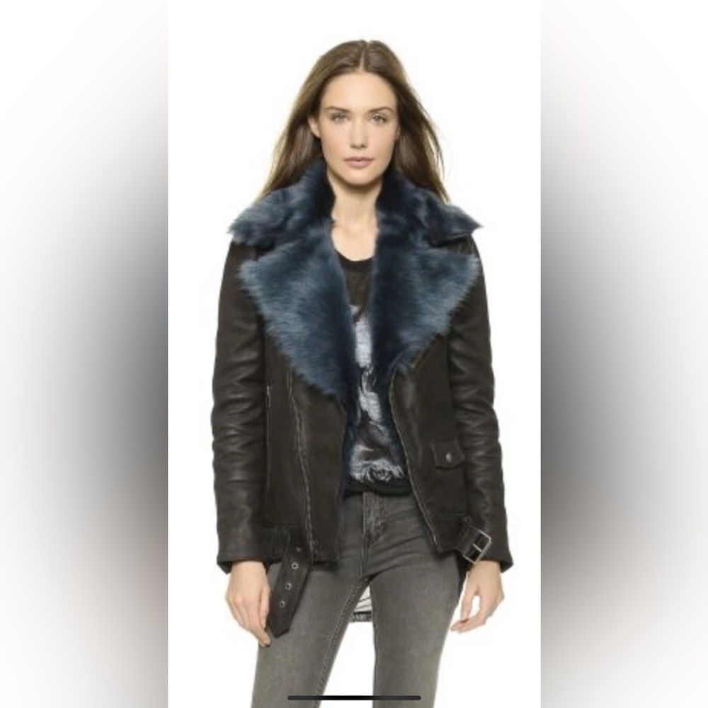 BLK DNM Black and Blue Leather Jacket